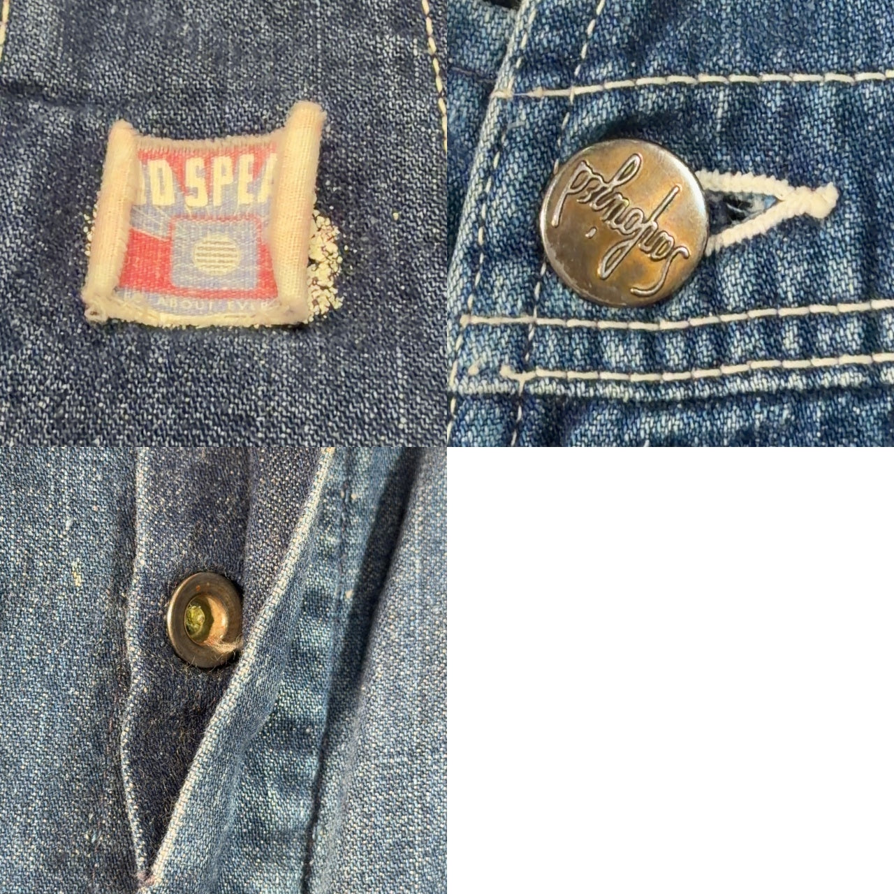 LOUD SPEAKER 40s 50s Vintage Denim Overalls Blue