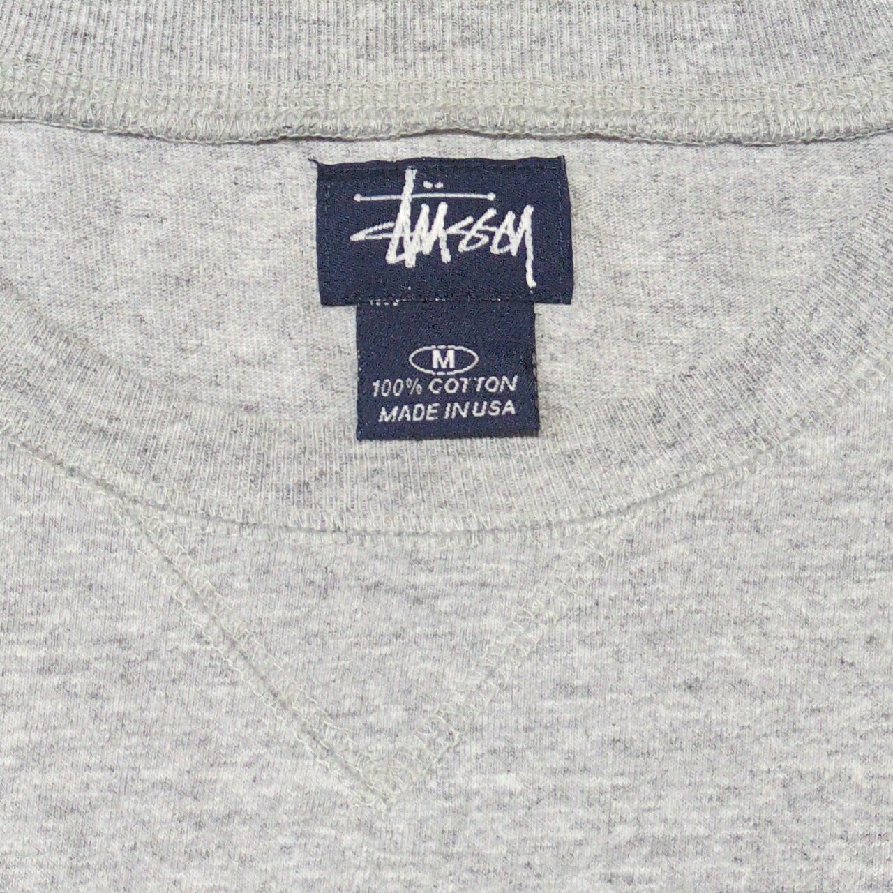 STUSSY 90's Old Stussy Navy Tag Embroidery T-Shirt Size M