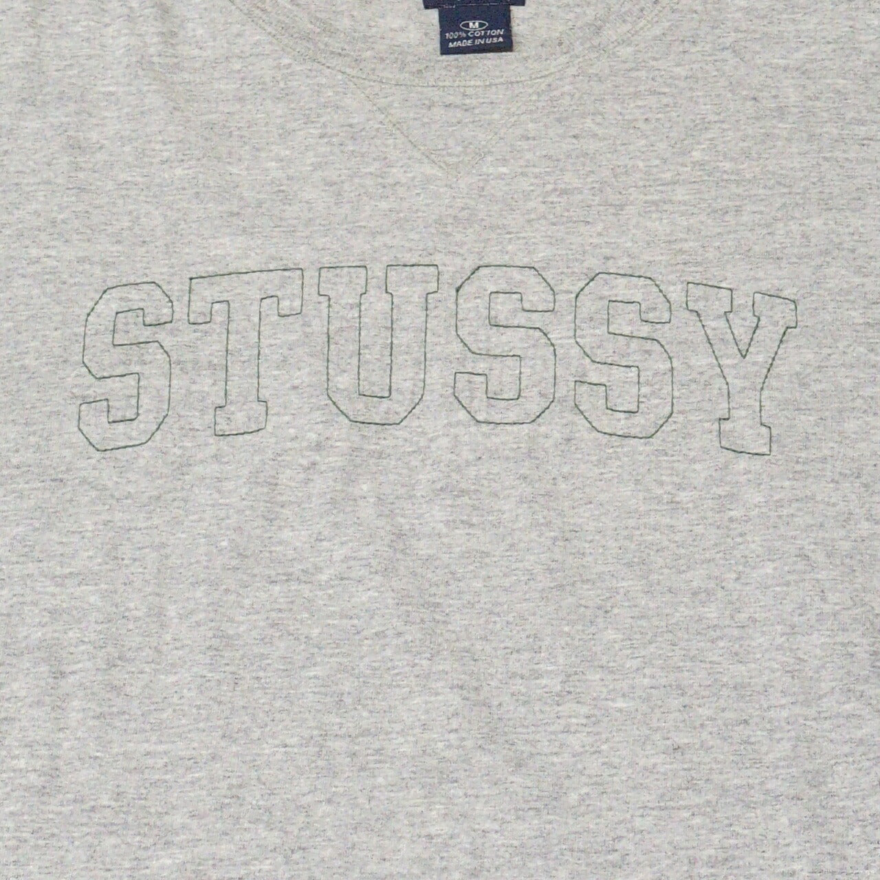 STUSSY 90's Old Stussy Navy Tag Embroidery T-Shirt Size M
