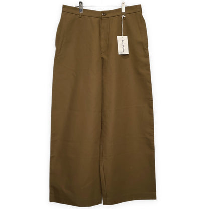 Acne Studios Cotton Twill Wide-Leg Trousers Khaki Size 48
