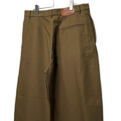 Acne Studios Cotton Twill Wide-Leg Trousers Khaki Size 48