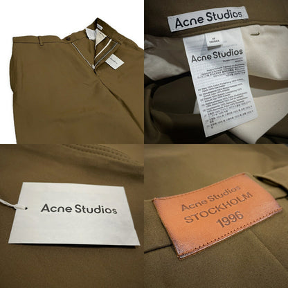 Acne Studios Cotton Twill Wide-Leg Trousers Khaki Size 48