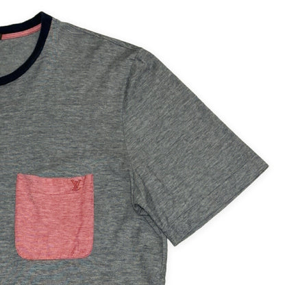 LOUIS VUITTON Cotton Pocket T-Shirt Gray Size L