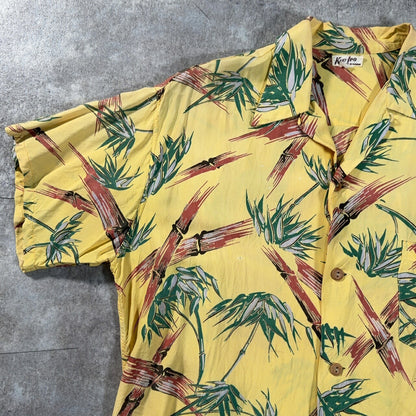 KUU-IPO Vintage 40s 50s Bamboo Hawaiian Shirt Yellow Size XL