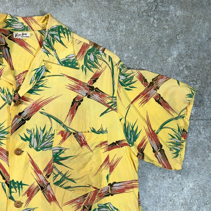 KUU-IPO Vintage 40s 50s Bamboo Hawaiian Shirt Yellow Size XL