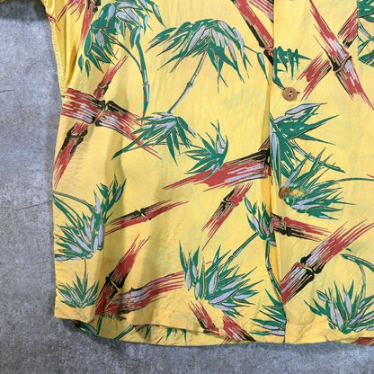 KUU-IPO Vintage 40s 50s Bamboo Hawaiian Shirt Yellow Size XL