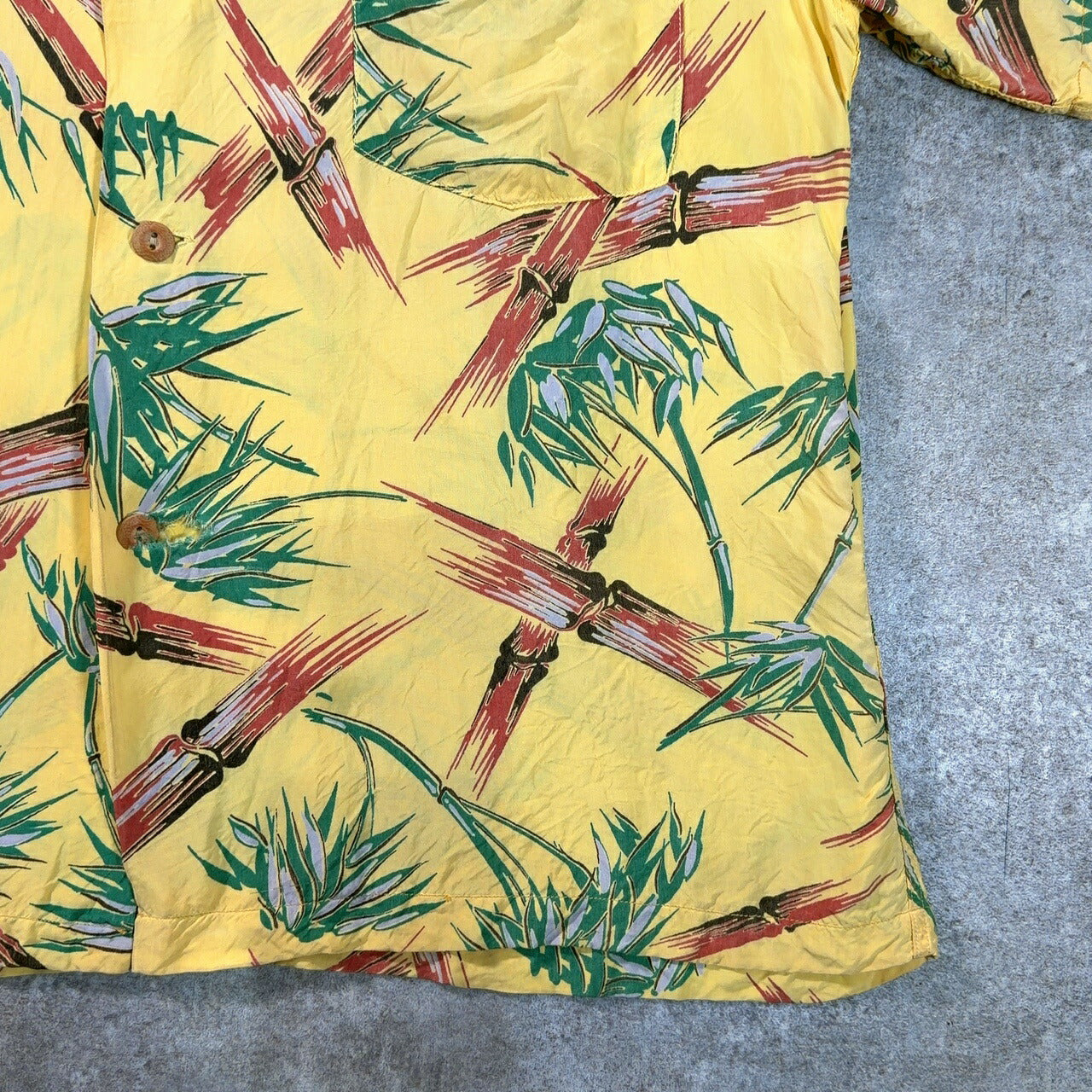 KUU-IPO Vintage 40s 50s Bamboo Hawaiian Shirt Yellow Size XL