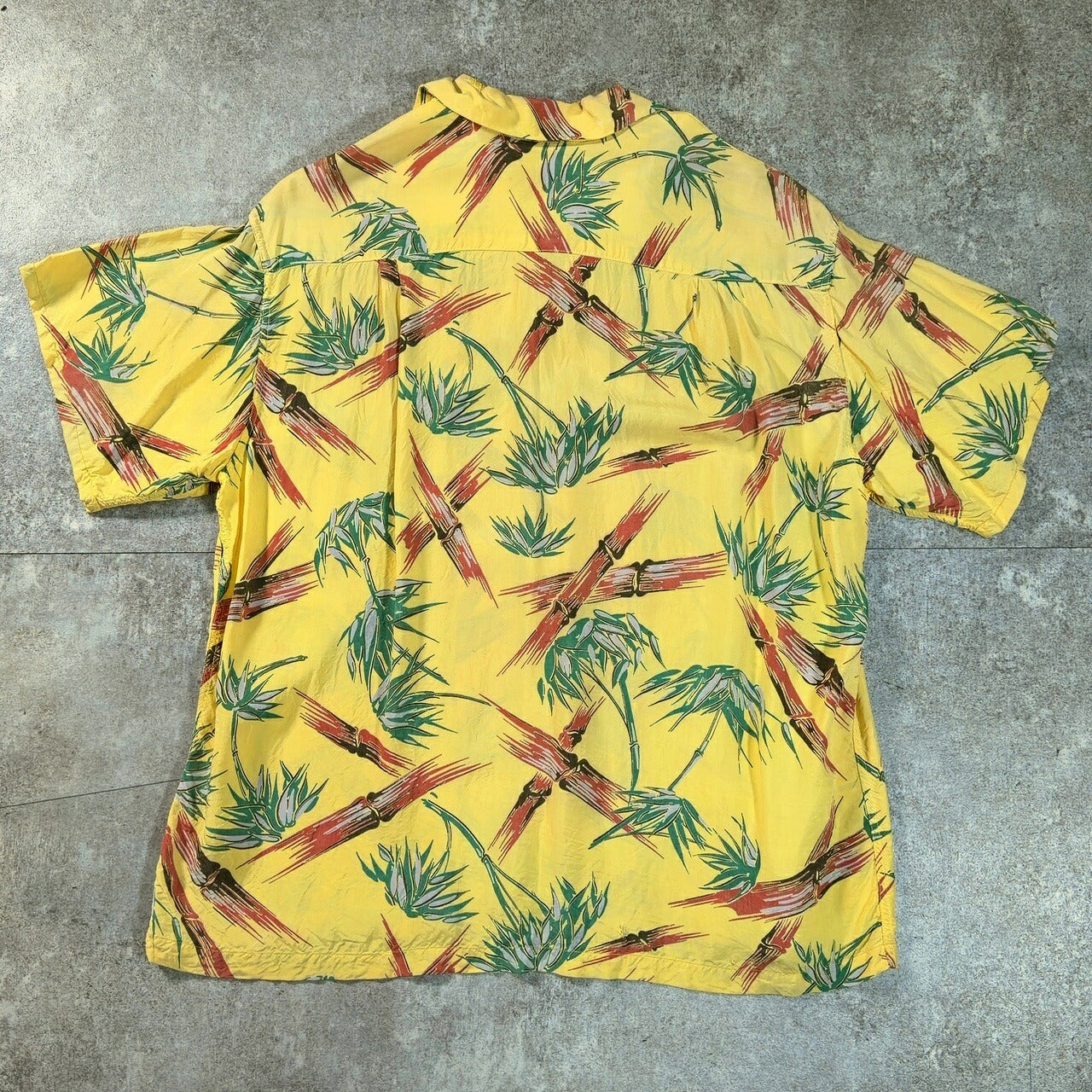 KUU-IPO Vintage 40s 50s Bamboo Hawaiian Shirt Yellow Size XL