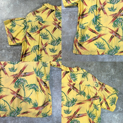 KUU-IPO Vintage 40s 50s Bamboo Hawaiian Shirt Yellow Size XL