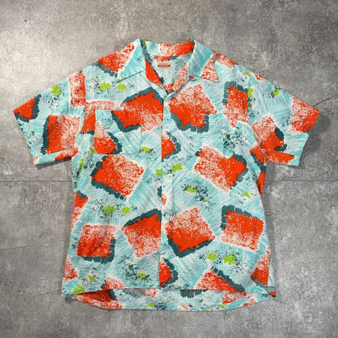 PENNEYS 50s Blue Seersucker Vintage Shirt Size M