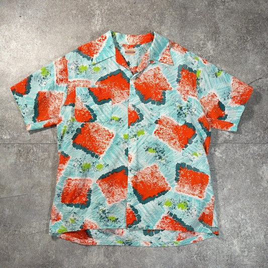 PENNEYS 50s Blue Seersucker Vintage Shirt Size M