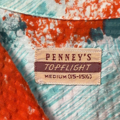 PENNEYS 50s Blue Seersucker Vintage Shirt Size M