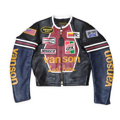 VANSON Star Leather Biker Jacket Size S