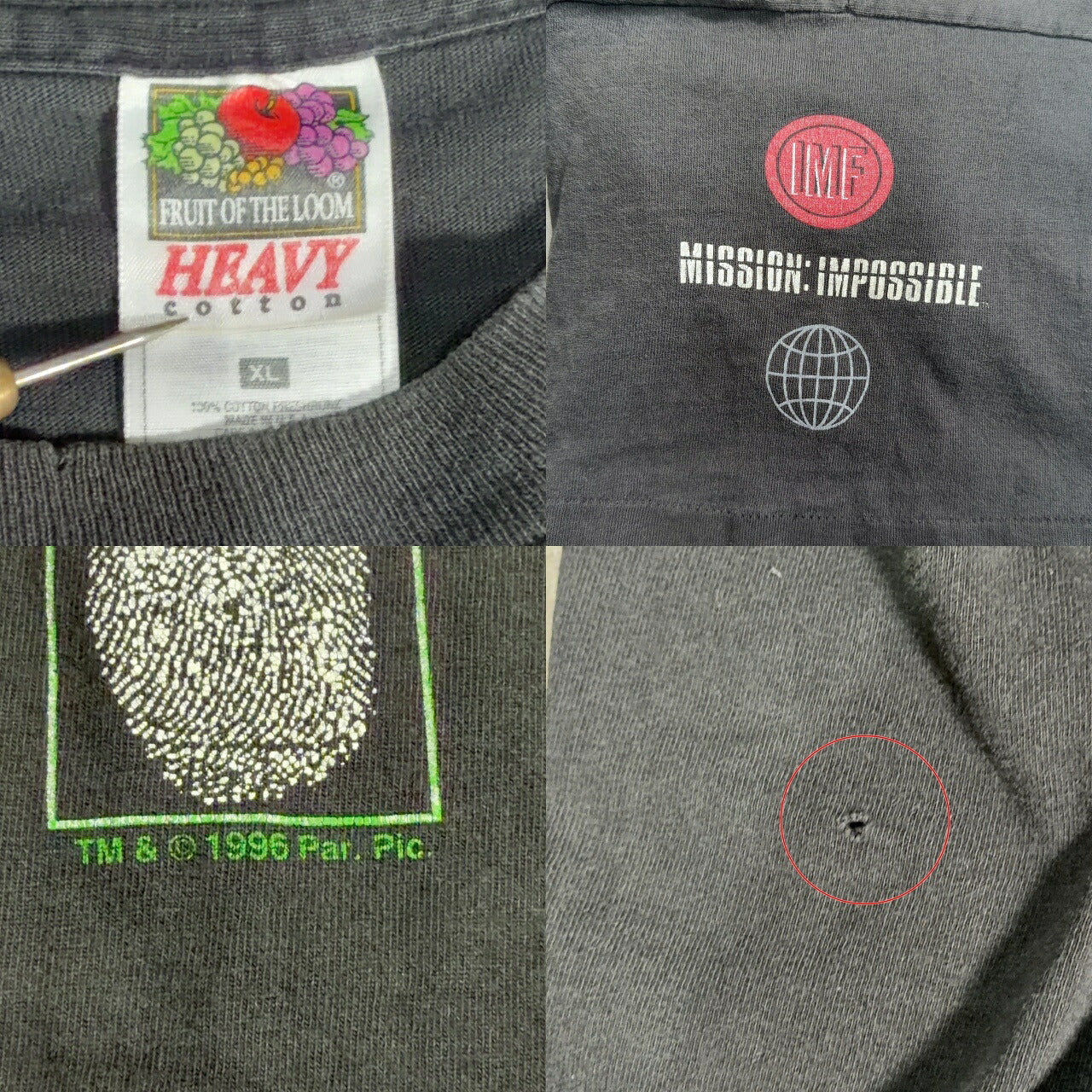 FRUIT OF THE LOOM 90s Apple x M:I Promo T-Shirt Size XL