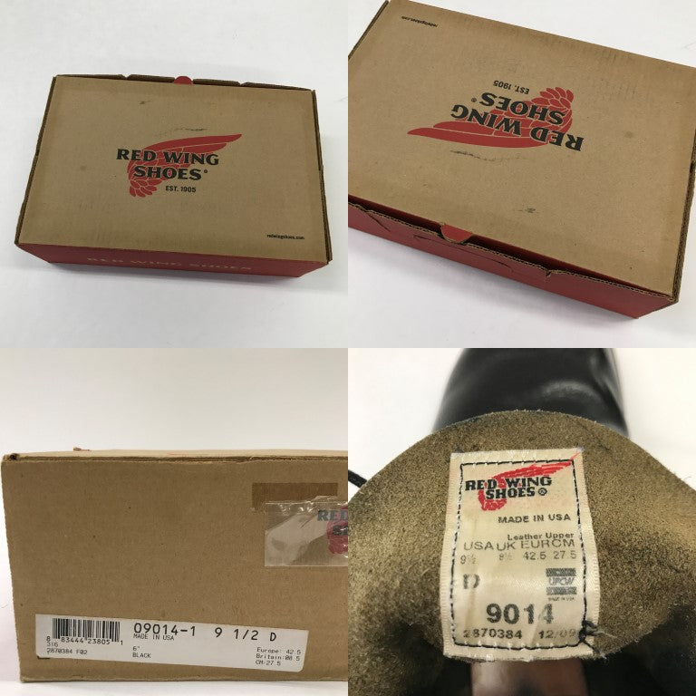 RED WING Beckman Work Boots Black Size 27.5