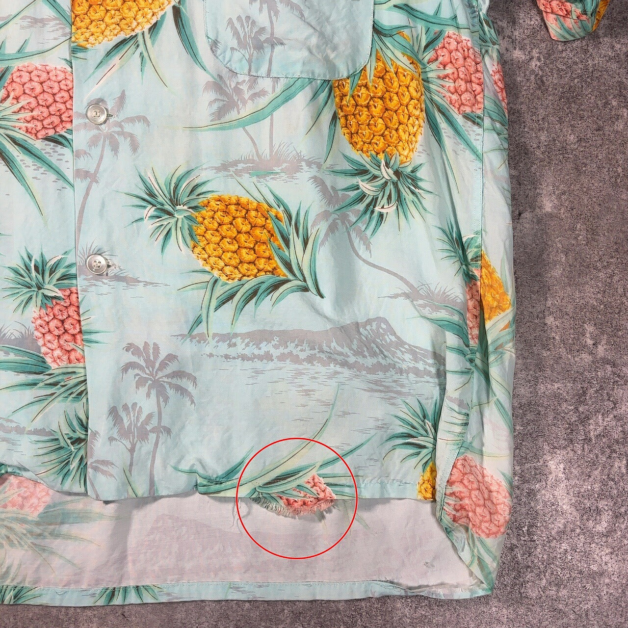 PENNEYS Vintage 60s Blue Pineapple Hawaiian Shirt Size L