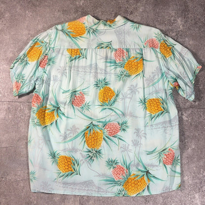 PENNEYS Vintage 60s Blue Pineapple Hawaiian Shirt Size L
