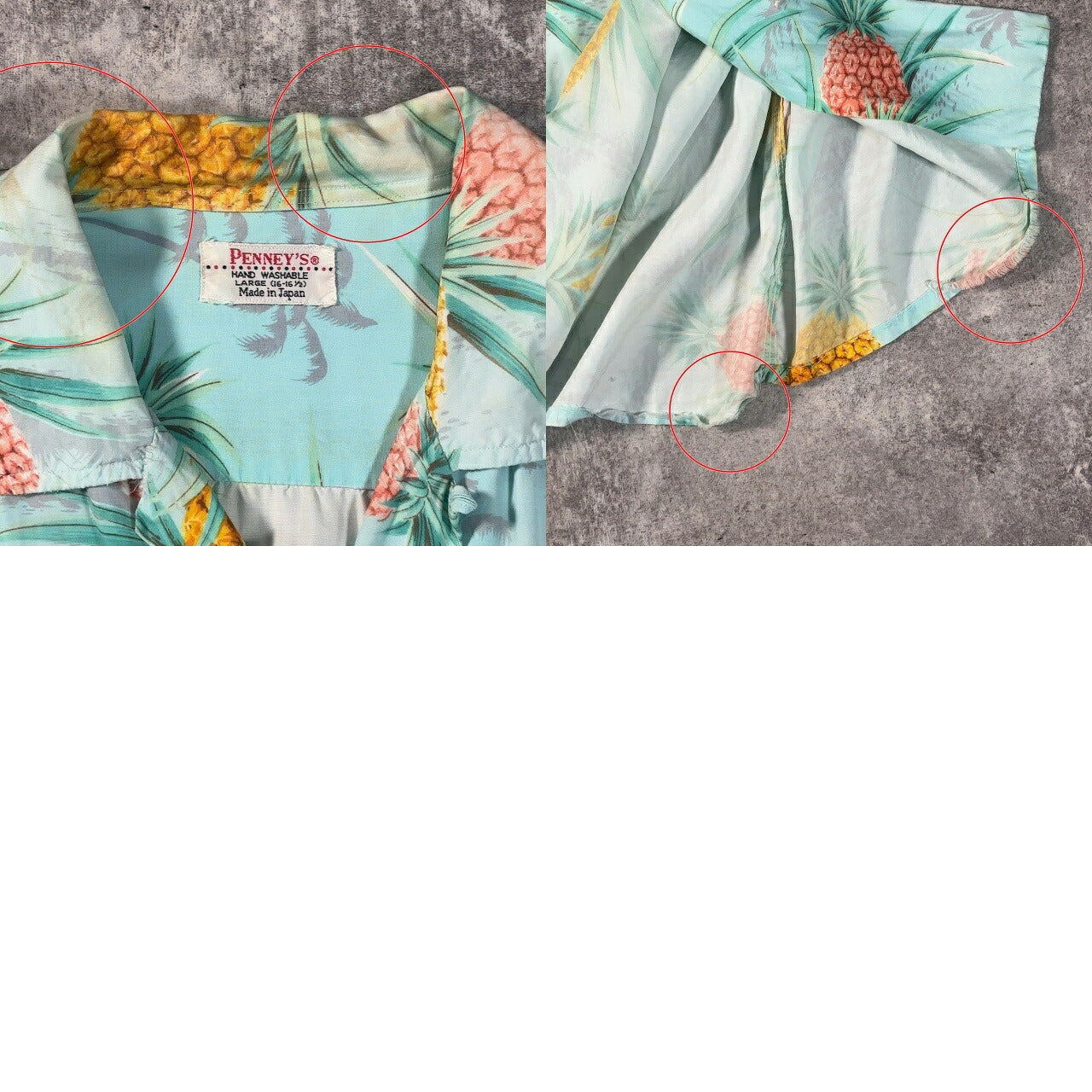 PENNEYS Vintage 60s Blue Pineapple Hawaiian Shirt Size L