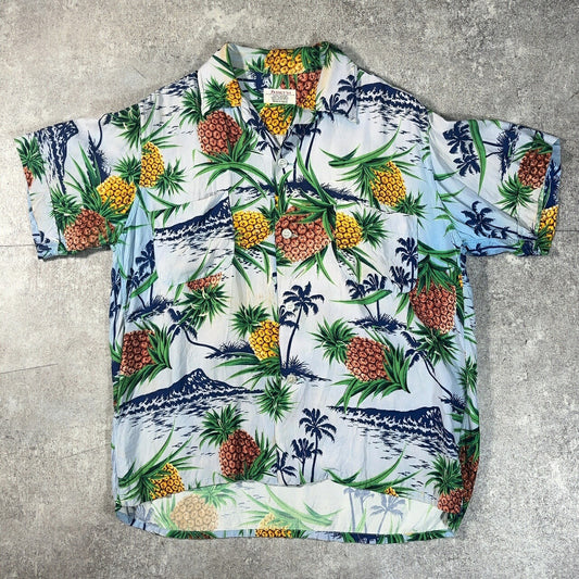 PENNEYS 60s Vintage Pineapple Rayon Hawaiian Shirt Size M