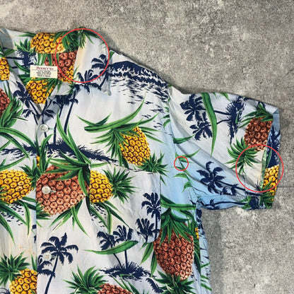 PENNEYS 60s Vintage Pineapple Rayon Hawaiian Shirt Size M