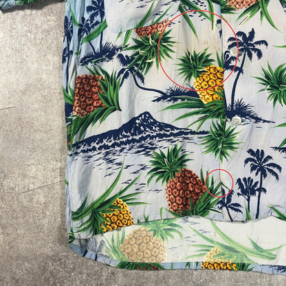 PENNEYS 60s Vintage Pineapple Rayon Hawaiian Shirt Size M