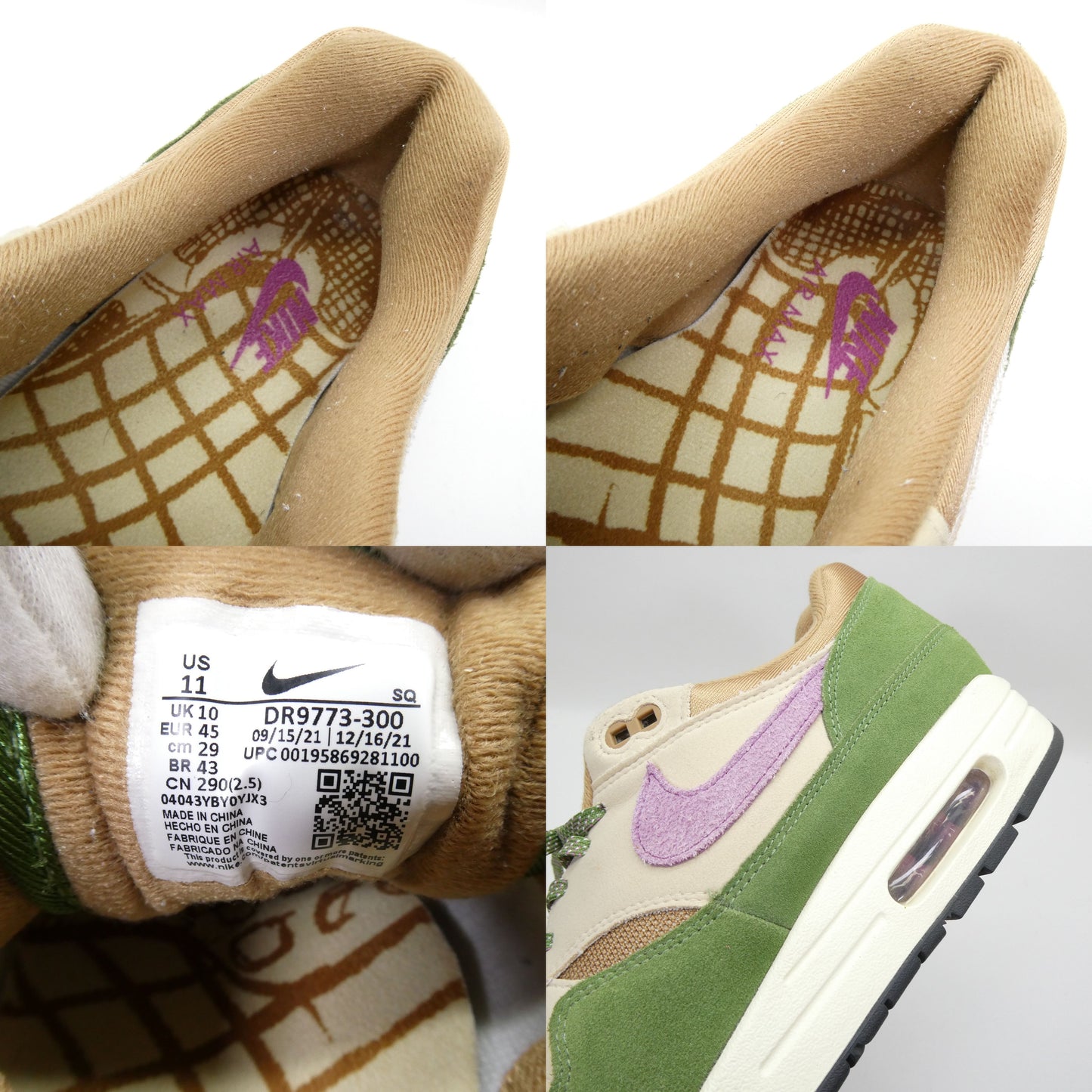 NIKE AIR MAX 1 NH Skunk 420 Multi Sneakers Size 29.0