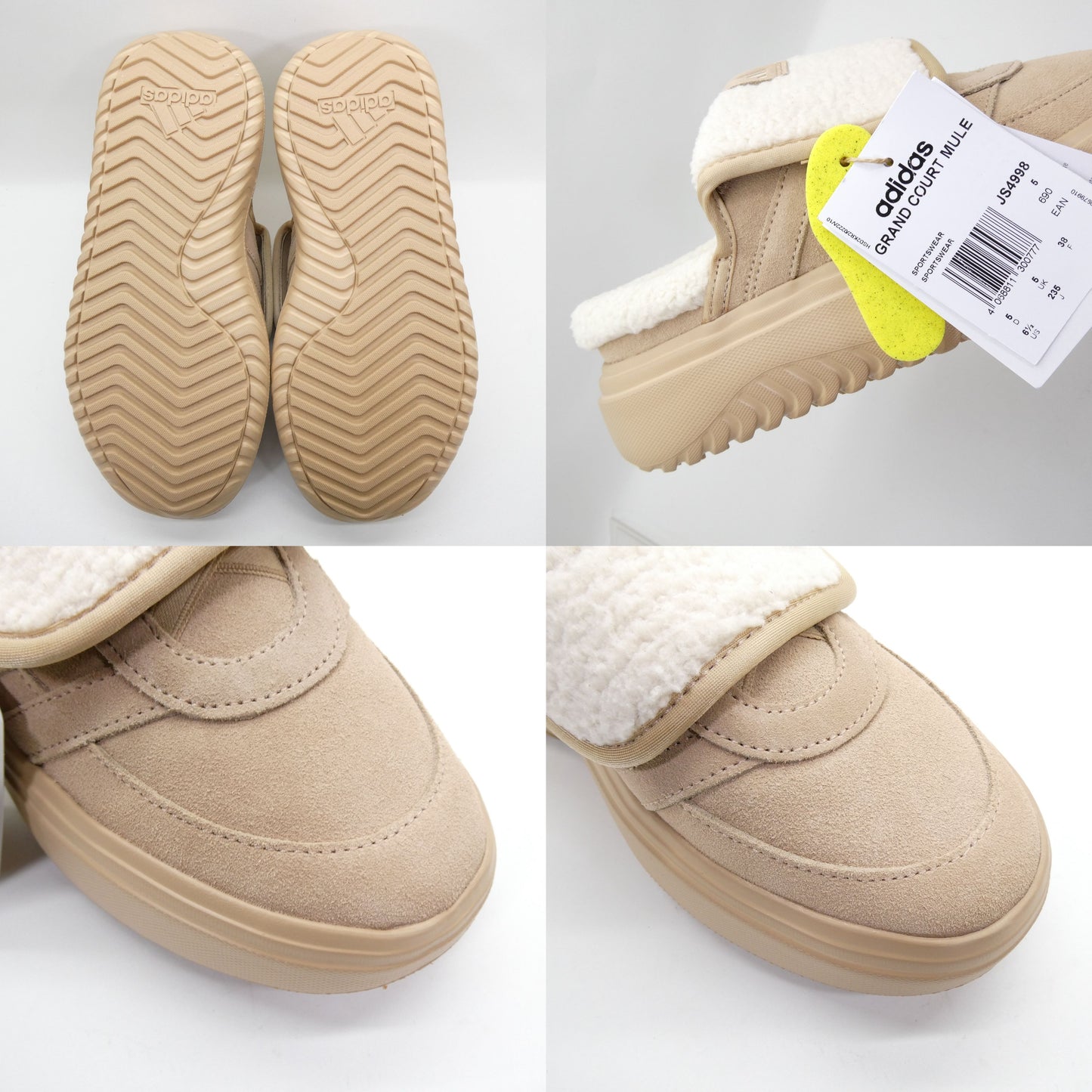 SANDSTONE adidas Grand Court Mule Sandals Beige Size 5.5