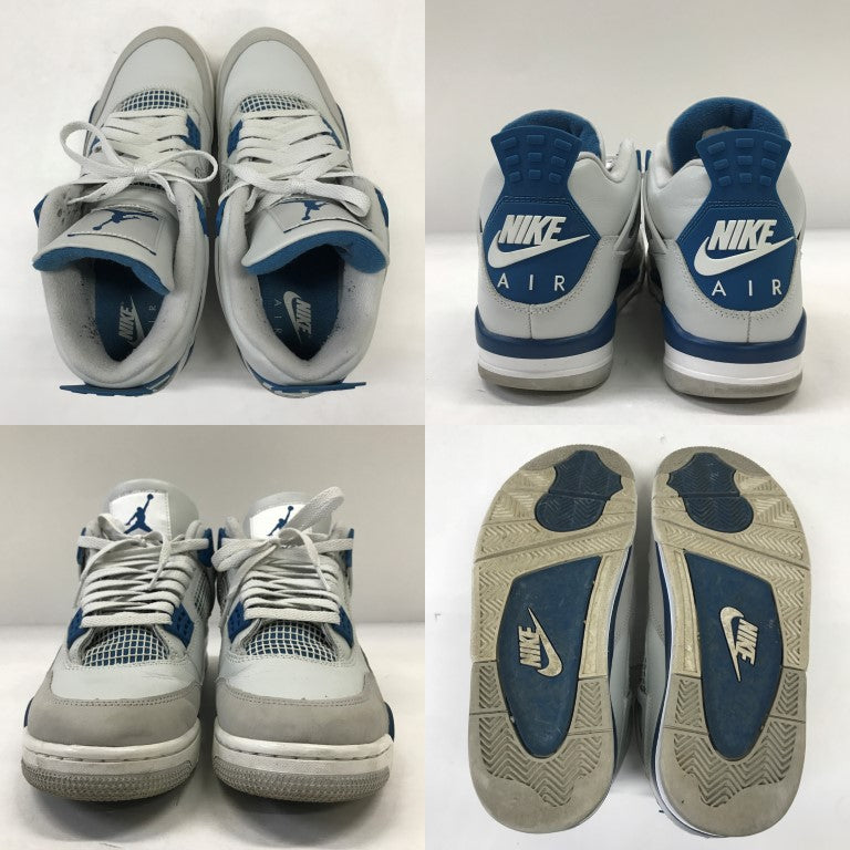 RETRO Nike Air Jordan 4 White Blue Sneakers Size 27.5