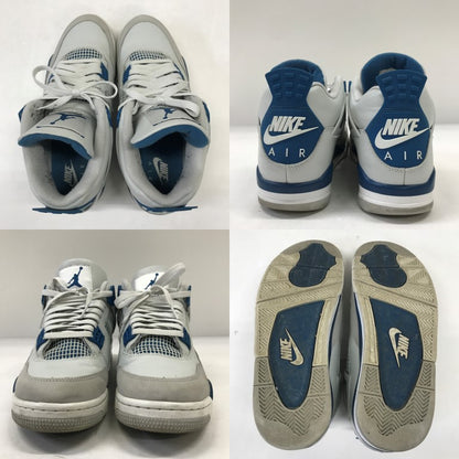 RETRO Nike Air Jordan 4 White Blue Sneakers Size 27.5