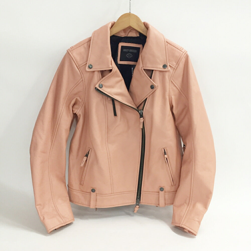 HARLEY DAVIDSON Pink Double Rider Leather Jacket Size L