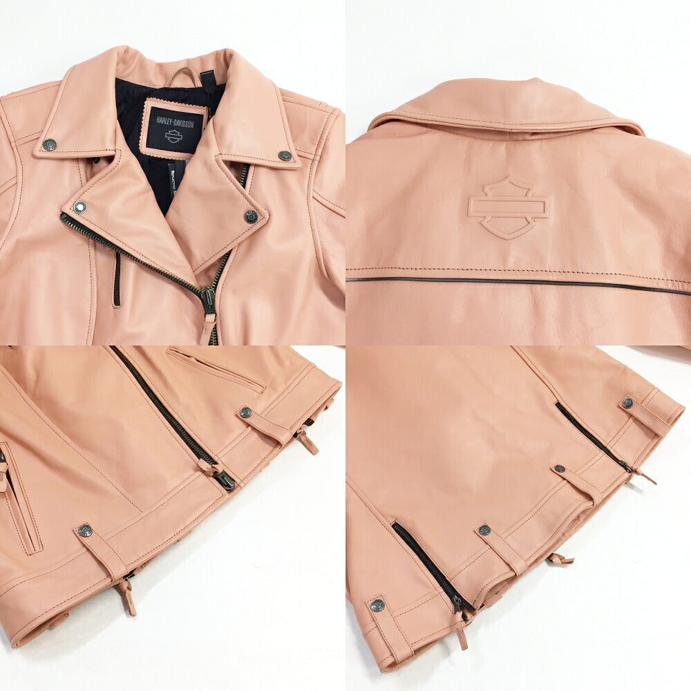 HARLEY DAVIDSON Pink Double Rider Leather Jacket Size L