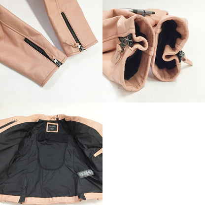 HARLEY DAVIDSON Pink Double Rider Leather Jacket Size L
