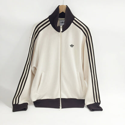 adidas Firebird Knit TT Track Jacket Ivory Brown Size L
