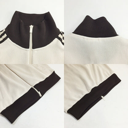 adidas Firebird Knit TT Track Jacket Ivory Brown Size L