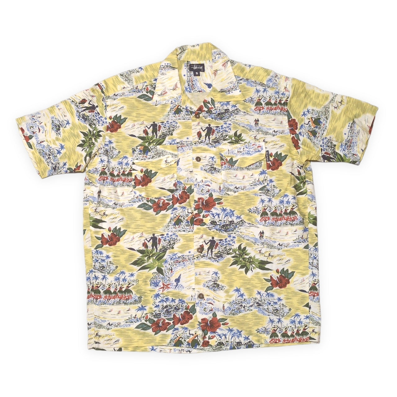 STUSSY 90s Old Stussy Navy Tag Aloha Shirt Multi Size S