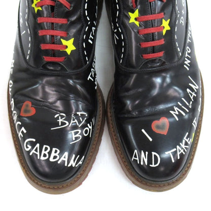 DOLCE&GABBANA Writing Painting Derby Shoes Black Sneakers Size 7 1/2
