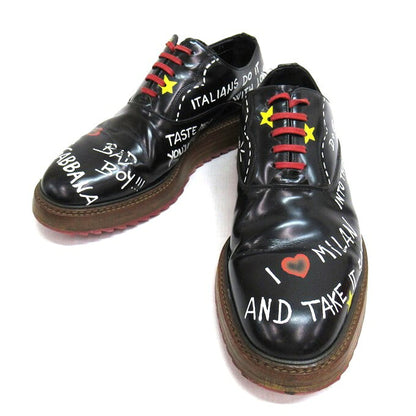 DOLCE&GABBANA Writing Painting Derby Shoes Black Sneakers Size 7 1/2
