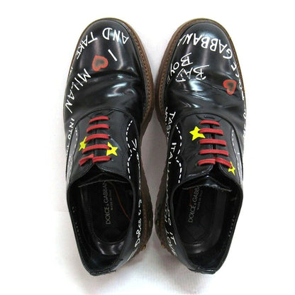 DOLCE&GABBANA Writing Painting Derby Shoes Black Sneakers Size 7 1/2