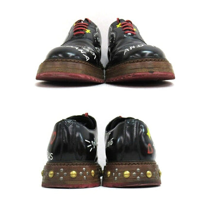 DOLCE&GABBANA Writing Painting Derby Shoes Black Sneakers Size 7 1/2