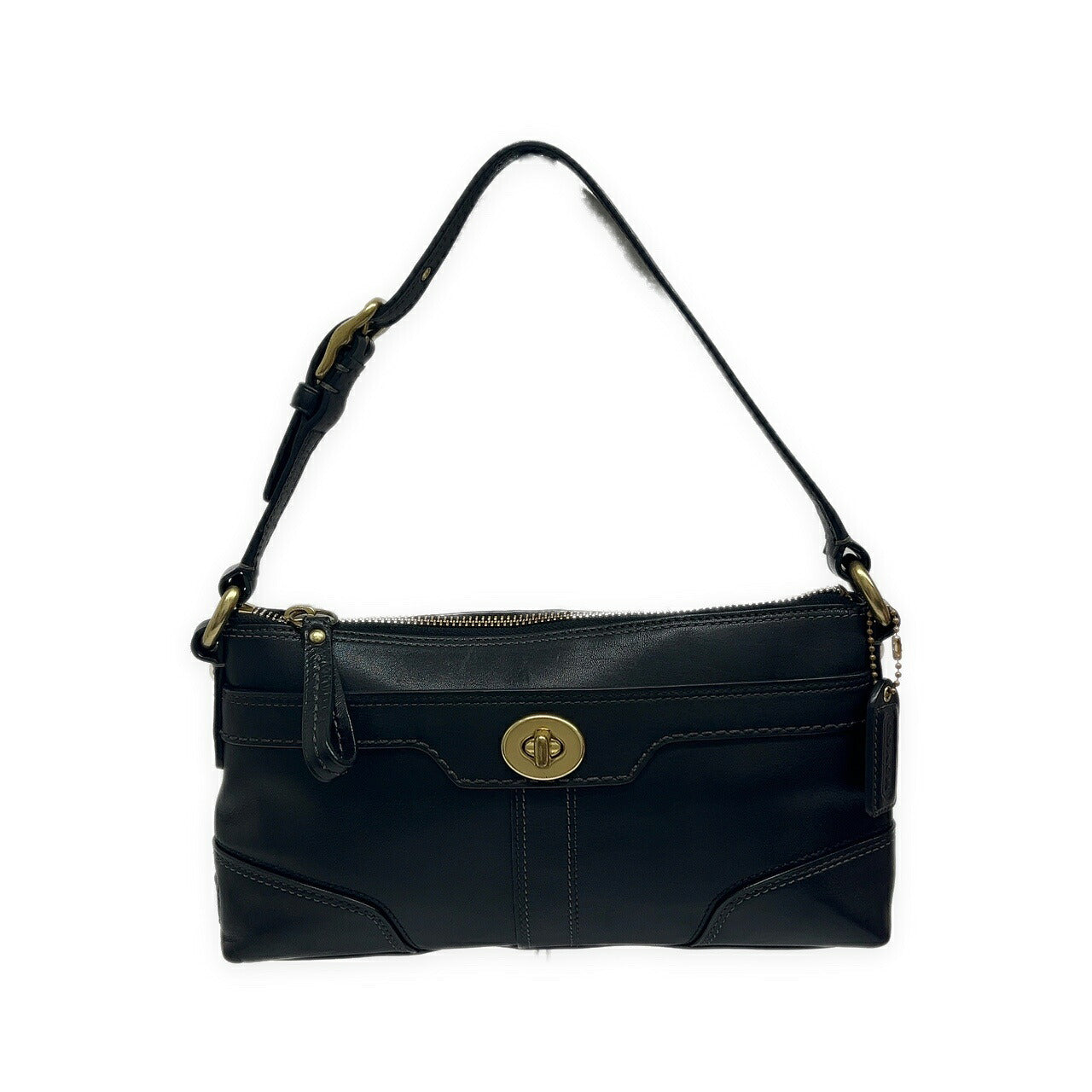COACH Leather Turnlock Shoulder Bag Black Size ONE SIZE