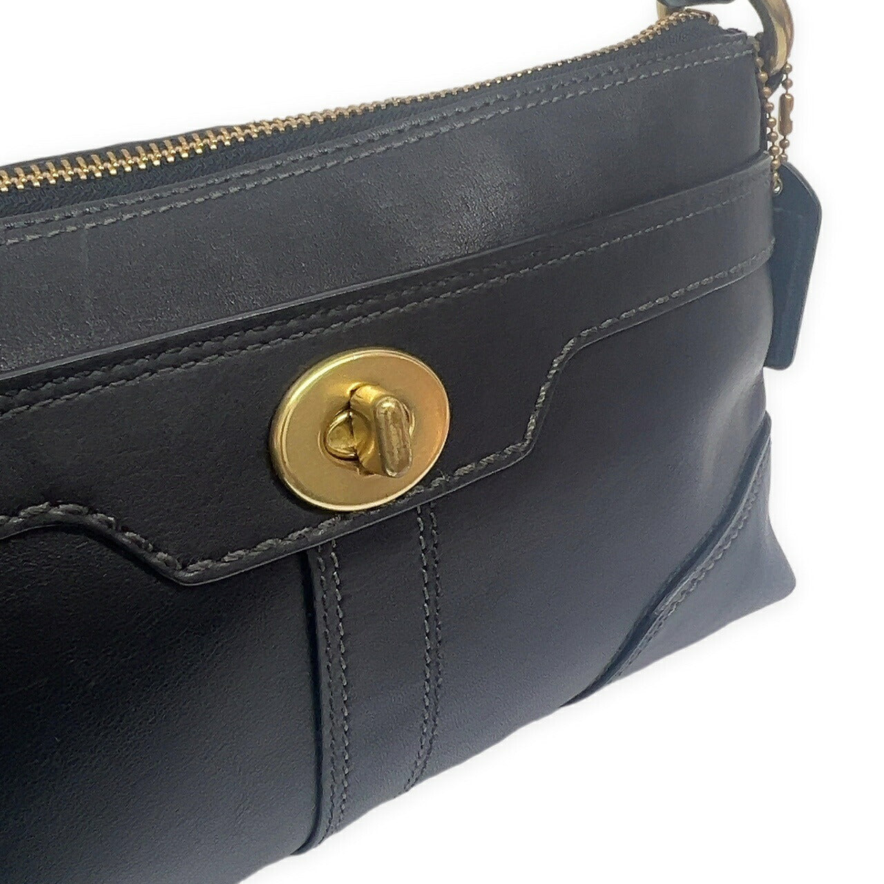 COACH Leather Turnlock Shoulder Bag Black Size ONE SIZE