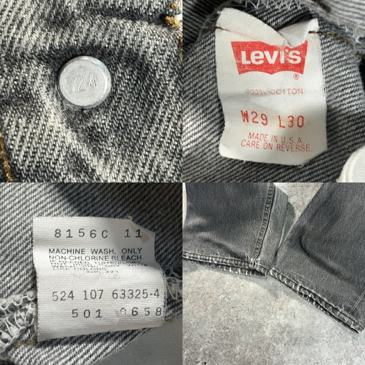 LEVI'S 80's 501 Pre-Dyed Black Denim Jeans USA Made Size W29