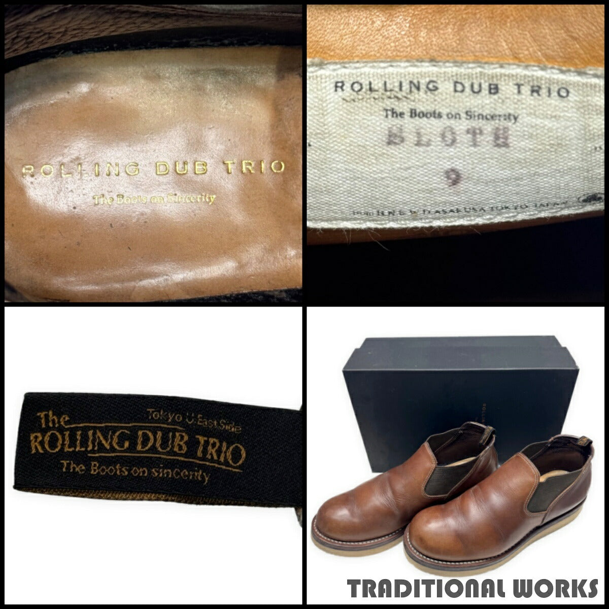ROLLING DUB TRIO SLOTH Chromexcel Leather Boots Brown Size 9
