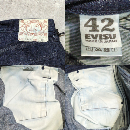 EVISU Lot.5501 Cotton Silk Nep Denim Indigo Blue Size 42