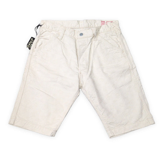 EVISU Monogram Jacquard White Shorts Size 34