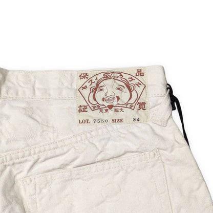 EVISU Monogram Jacquard White Shorts Size 34