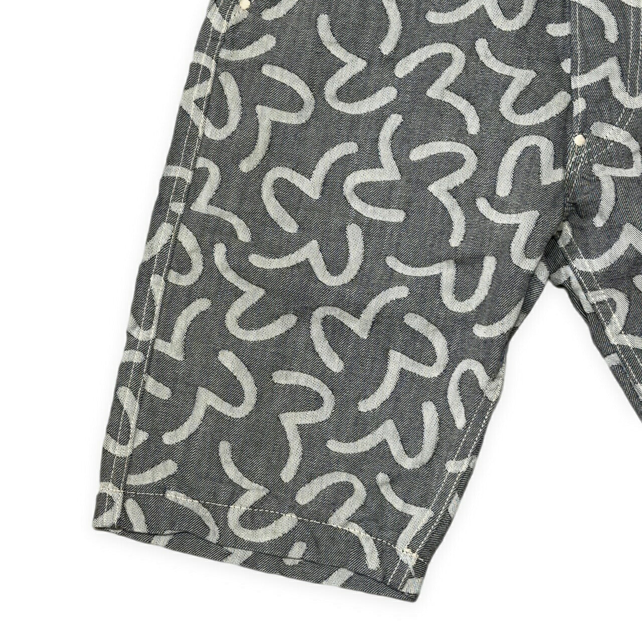 EVISU 5500 Jacquard Seagull Denim Shorts Gray Size 34S