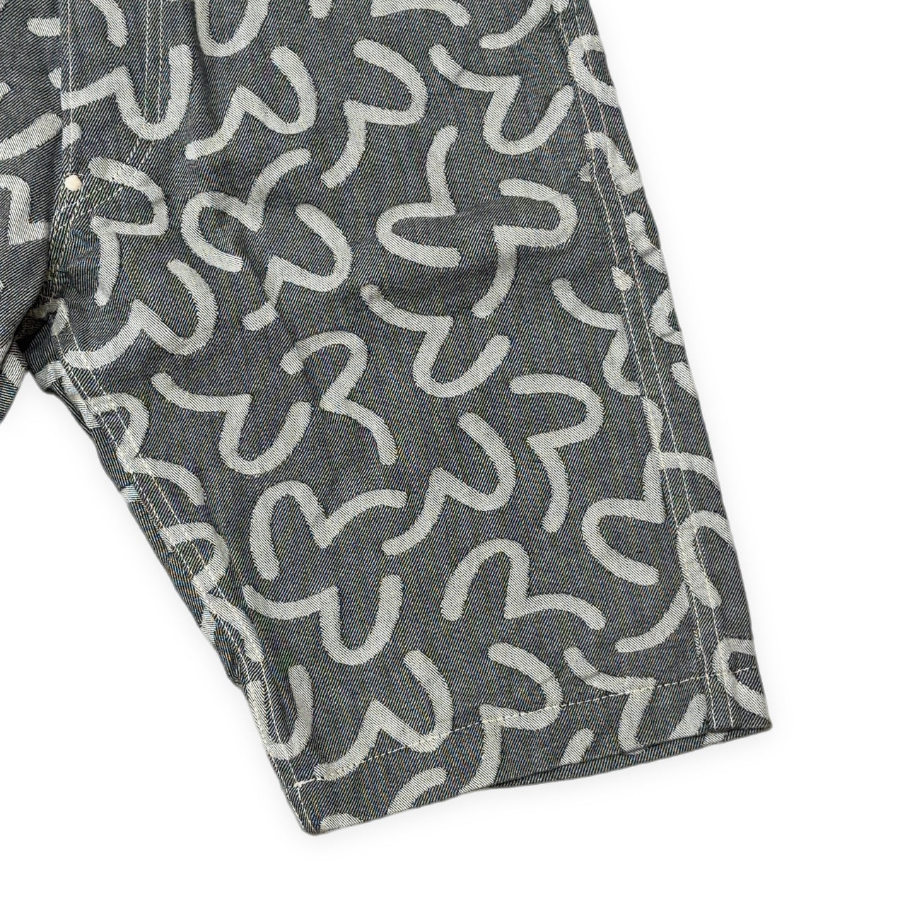 EVISU 5500 Jacquard Seagull Denim Shorts Gray Size 34S