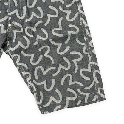 EVISU 5500 Jacquard Seagull Denim Shorts Gray Size 34S