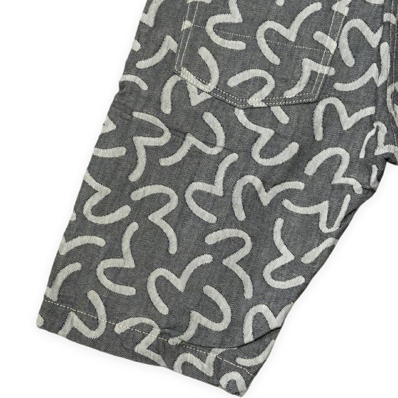 EVISU 5500 Jacquard Seagull Denim Shorts Gray Size 34S